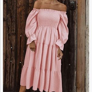 Women’s Puff Sleeve Gingham Off the Shoulder Dress